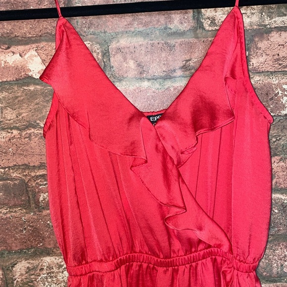Express Red Ruffle Dress - Picture 3 of 6